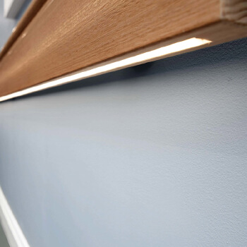 Wooden handrail balustrade with lights