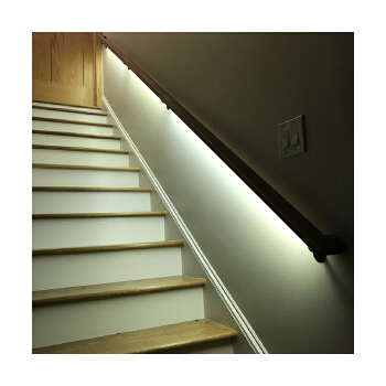 Wooden handrail balustrade with lights