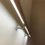 Wooden handrail balustrade with lights