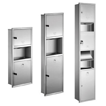 Commercial Stainless Steel Wall Mount Combination Waste Bin Toilet Hand Paper Towel Dispenser for Bathroom Use Factory Product