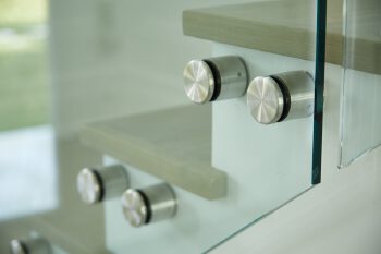 Round Tube Post Fence Panels with Frameless Glass Railing Outdoor Black for Apartment Use