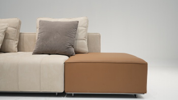 Light-Toned Nubuck Leather Chaise Longue Sofa 2025721-7