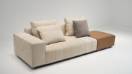 Light-Toned Nubuck Leather Chaise Longue Sofa 2025721-7