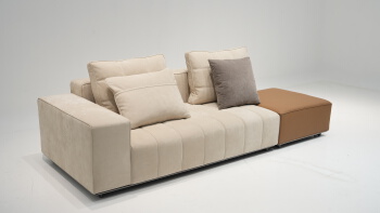 Light-Toned Nubuck Leather Chaise Longue Sofa 2025721-7