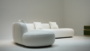 Premium Bespoke White Fabric Multi-Seater / Lounge / Chaise Lounge Sofa