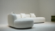 Premium Bespoke White Fabric Multi-Seater / Lounge / Chaise Lounge Sofa