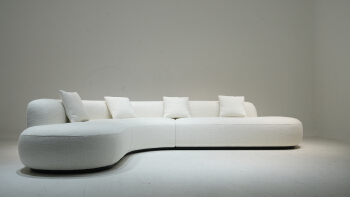 Premium Bespoke White Fabric Multi-Seater / Lounge / Chaise Lounge Sofa