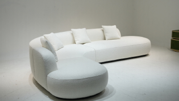 Premium Bespoke White Fabric Multi-Seater / Lounge / Chaise Lounge Sofa