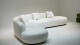 Premium Bespoke White Fabric Multi-Seater / Lounge / Chaise Lounge Sofa