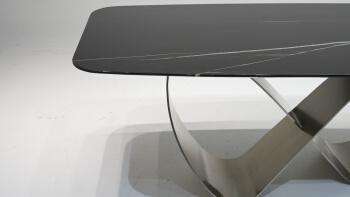 Modern Metal-Base Marble Dining Table | Custom Sizes Available