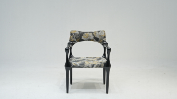 Signature Orb-Back Dining Chair: Solid White Ash & Fabric Upholstery