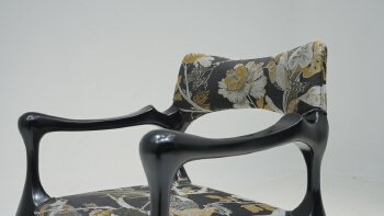 Signature Orb-Back Dining Chair: Solid White Ash & Fabric Upholstery