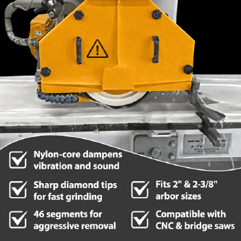 Brolangt 14 Inch Silent Core Diamond Milling Wheel Suitable for stone cutting machines, countertop production, and industrial finishing systems