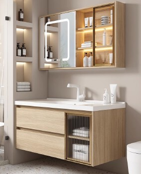Residential Project Bathroom Vanity Unit Vanity Desk Durable and Easy to clear Plywood Wall Hung Vanity