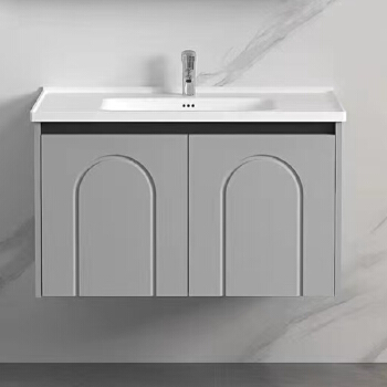 Modern Design PVC Includes Mirror Wall Hung Vanity Cabinet and Basin for Hotel Application 8820-80