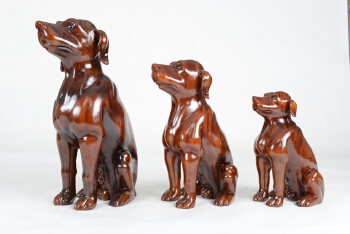 【Solid Wood Carved Animal Artwork - Standing Dogs​】