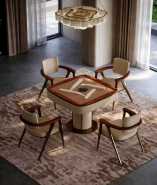 Song Aesthetics Solid Wood Automatic Mahjong Table | Luxury Game Furniture for High-End Clubs & Private Card Rooms