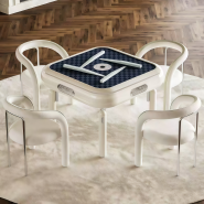Retro Automatic Mahjong Table – Premium Piano Finish & Stainless Steel Design