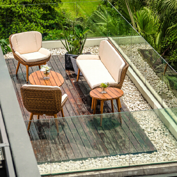 Stella Teak & PE Wicker Outdoor Sofa Set