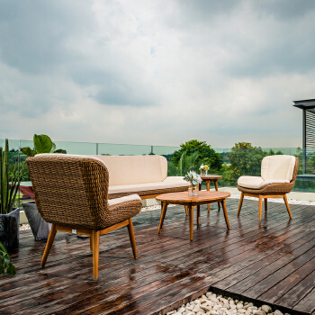 Stella Teak & PE Wicker Outdoor Sofa Set