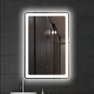 LED Bathroom Mirror Chinese Style Etched Frame Backlit Anti-Fog Vanity Mirror