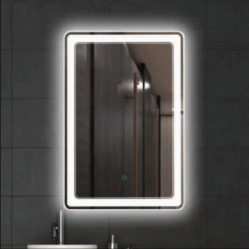 LED Bathroom Mirror Chinese Style Etched Frame Backlit Anti-Fog Vanity Mirror
