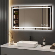 100*60 Cm LED Bathroom Mirror, 3 Color Temperatures, Dimmable Bathroom Vanity Mirror with Lights