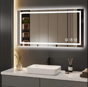 100*60 Cm LED Bathroom Mirror, 3 Color Temperatures, Dimmable Bathroom Vanity Mirror with Lights