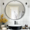 Round Mirror, Black Round Mirror. The 80 Cm Circular Wall Mirror Has a Metal Frame
