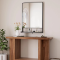 Stylish Black Rectangular Bathroom Mirror with Convenient Storage Stand