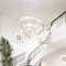 3 Ring Crystal Ring Pendant Chandelier Adjustable Dimmable Remote | Stainless Steel LED Ceiling Light