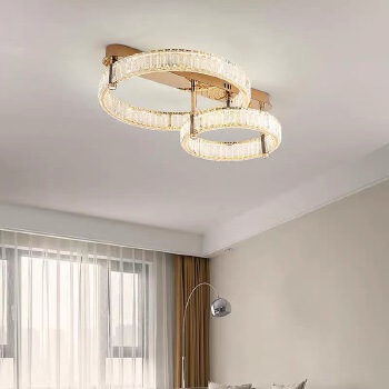 Affordable luxury circular crystal ceiling light—minimalist, modern, and impressive—suitable for living rooms, dining rooms, and master bedrooms.