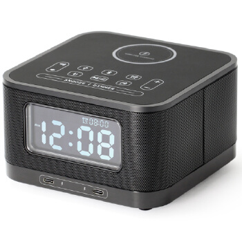 Bluetooth Speaker with Alarm Clock and Wireless Charging Function