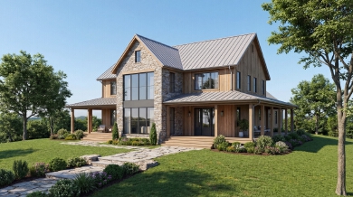 Modern farmhouse two‑story villa