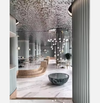 Custom Embossed Water Wave Textured Stainless Steel Sheet Metal Panel for Hotel Ceiling and Architectural Decor
