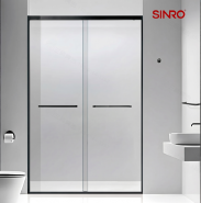 Black Concealed Roller Double Sliding Shower Enclosure