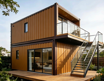 Double-Deck Wood Grain Modular Container Villa
