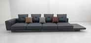 Dilan Straight Leather Sofa With Side Table