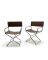 Chrome‑Plated Folding Dining Chair With Printed Leather