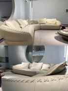 Hand‑Stitched Curved Corner Genuine Leather Sofa