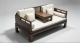 New Chinese Style Solid Wood 2-Seater Sofa