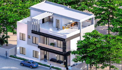 Three-story detached villa in the cloud area