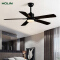 52 Inch Indoor Modern Bldc Ceiling Fan With Led Light and Ceiling Fans with Lights Remote Control Matte Black for Living Room