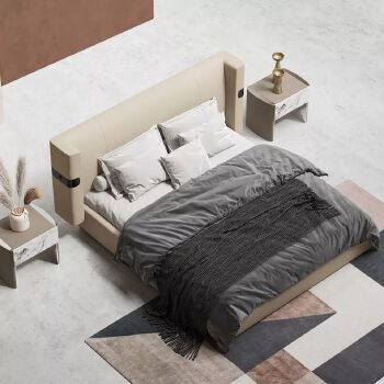 King Size Double Bed Frame with Gas Lift Storage Upholstered Bed Integrated Light Strip Soft for Sleep for Bedroom